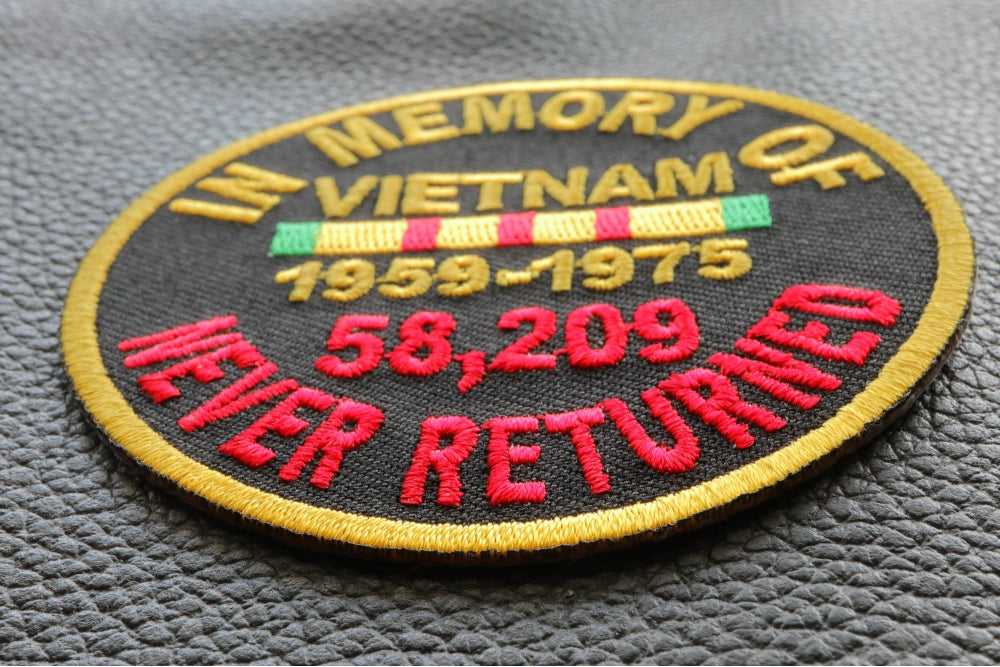 In Memory of Vietnam Round Embroidered Patch reverse and construction view