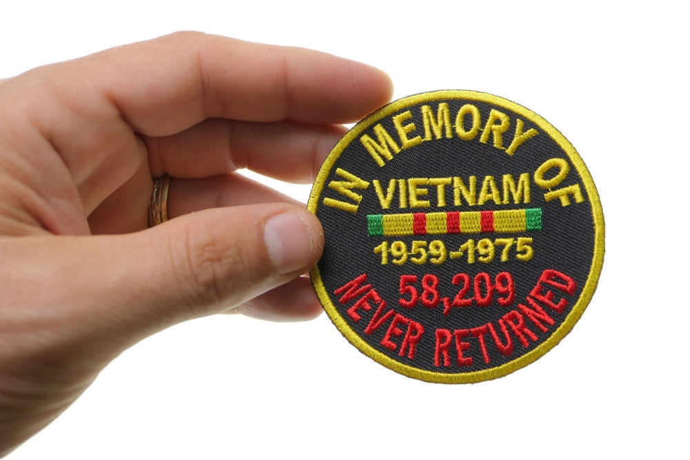 In Memory of Vietnam Round Embroidered Patch apparel application view