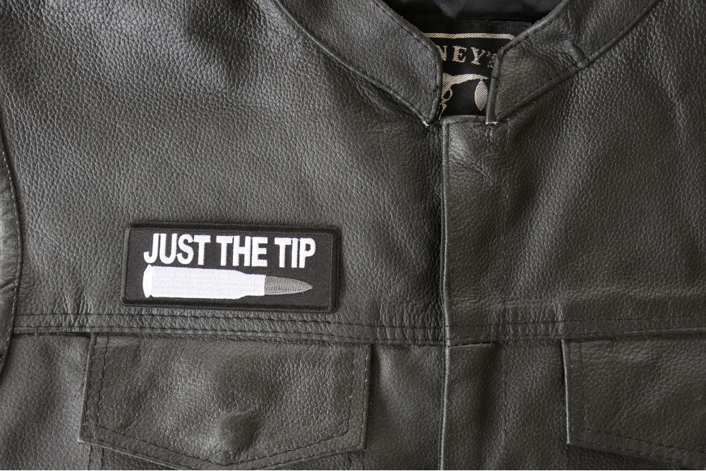 Just the Tip Bullet Embroidered Patch reverse and construction view
