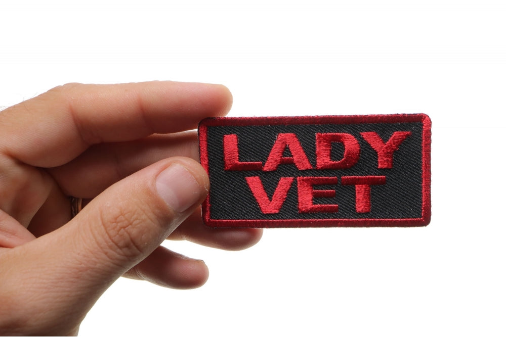 Lady Vet Embroidered Patch shown for scale