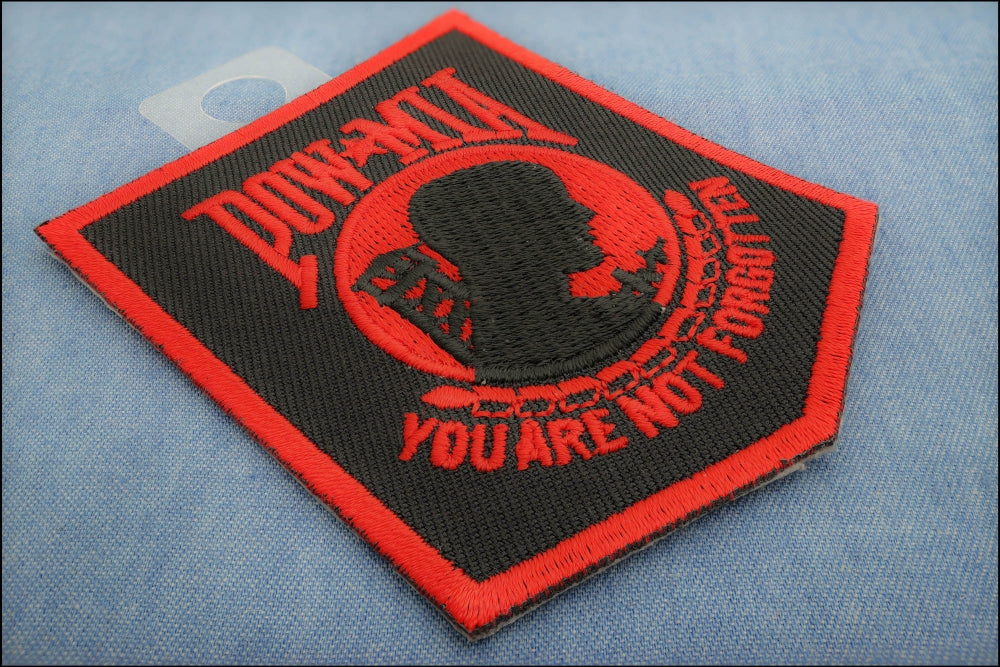 POW MIA Embroidered Patch reverse and construction view