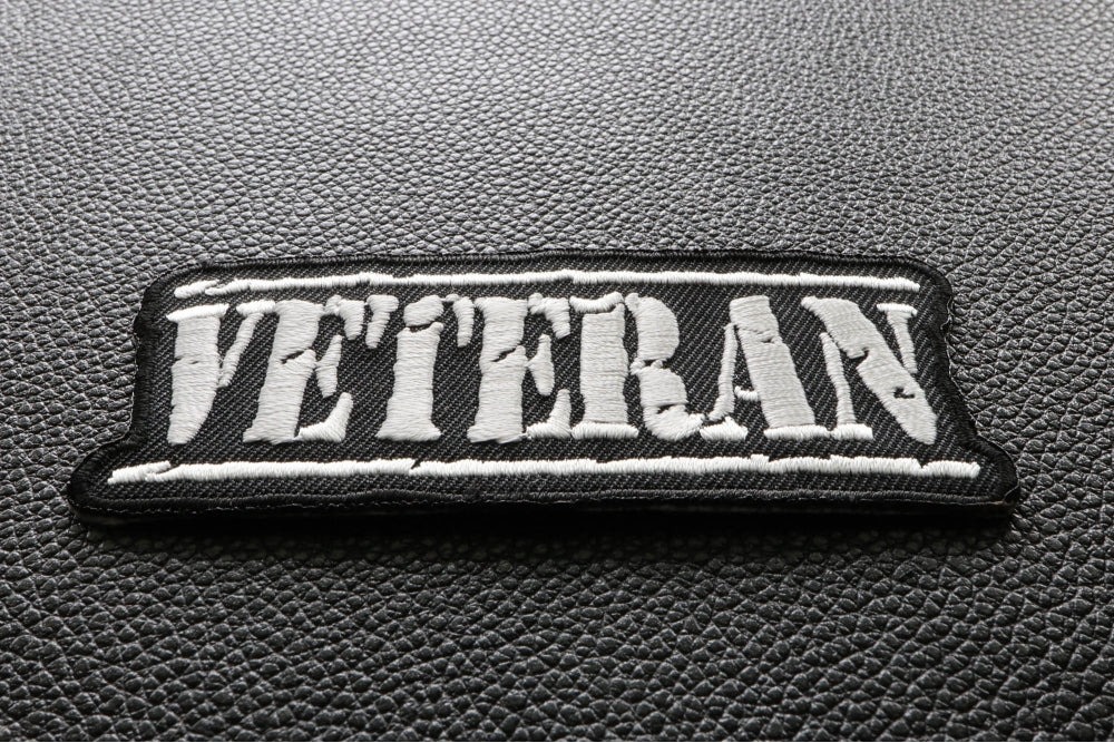 Veteran Patch - Military Style Iron-On Embroidered Badge ( 3.5 x 1.5 inche )
