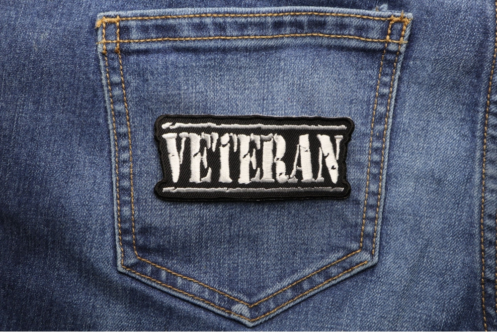 Veteran Patch - Military Style Iron-On Embroidered Badge ( 3.5 x 1.5 inche )