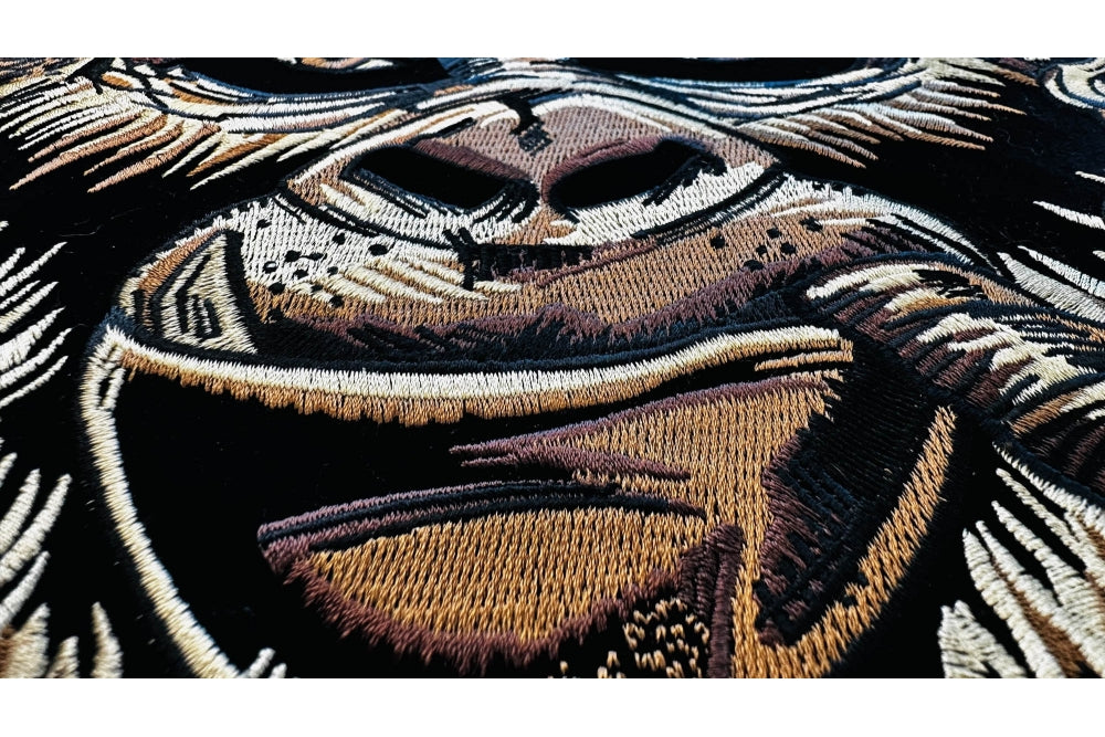 Large Gorilla Smoking Cigar Embroidered Patch shown for scale