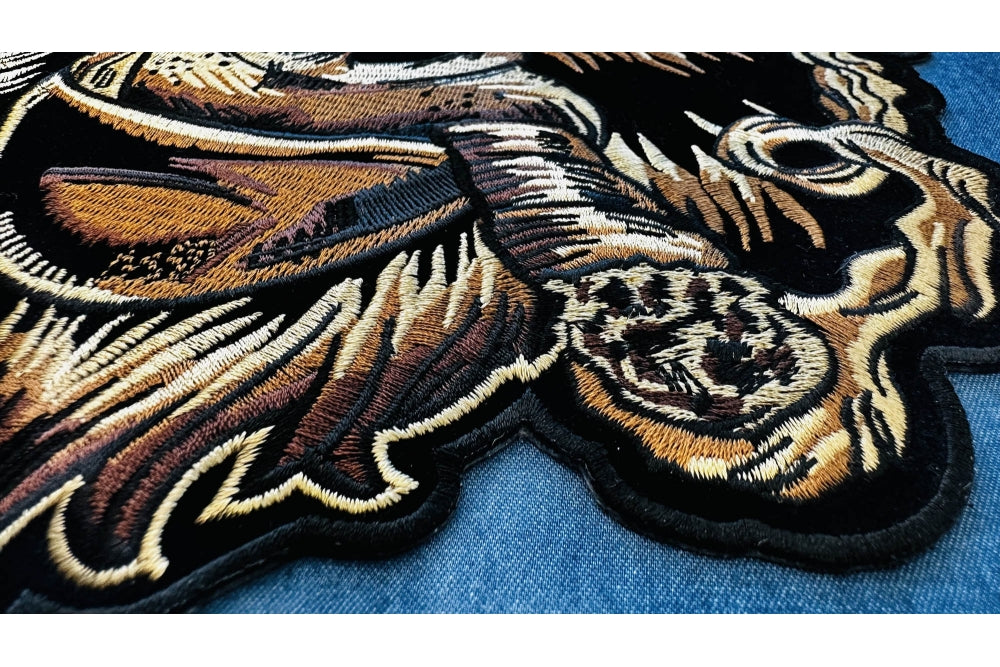 Large Gorilla Smoking Cigar Embroidered Patch apparel application view