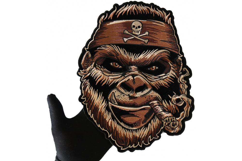 Large Gorilla Smoking Cigar Embroidered Patch additional product view