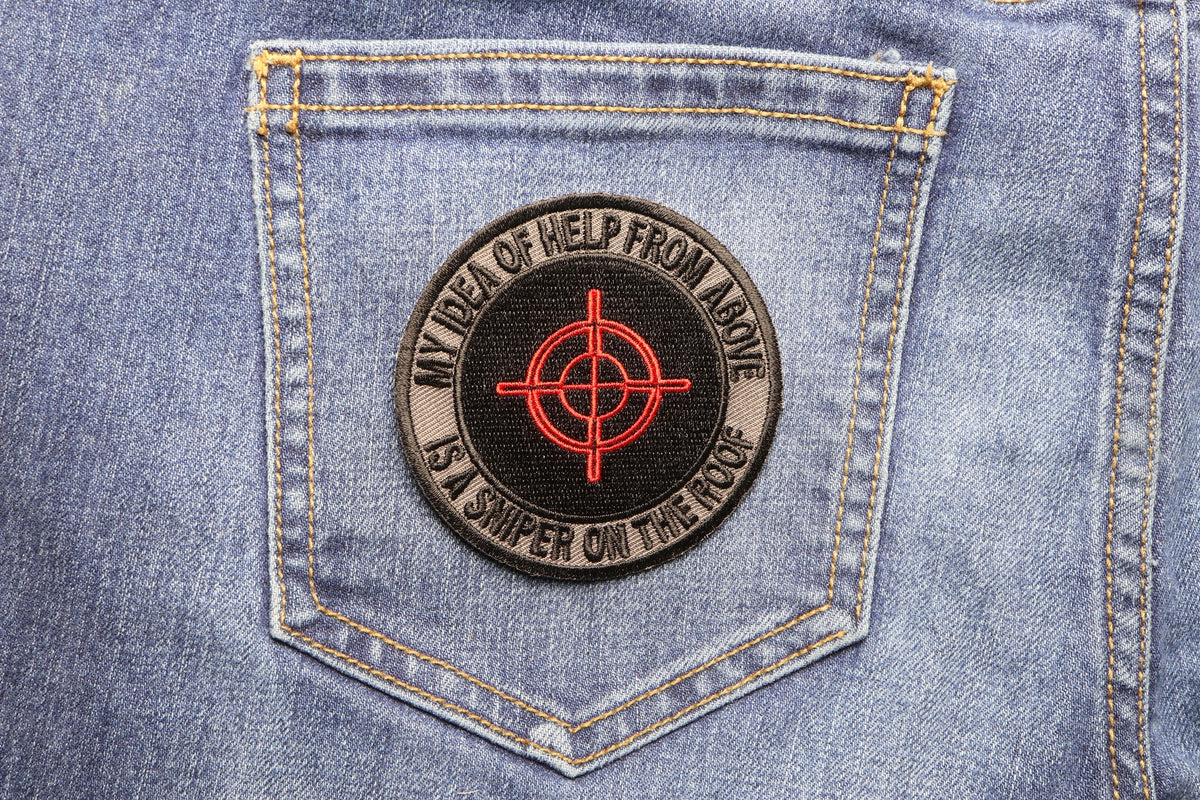 Help from Above Sniper Embroidered Patch apparel application view