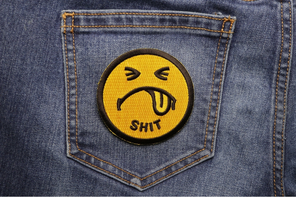 Shit Happens Patch – Humorous Embroidered Iron-On Patch for Jackets & Gear ( 3.5 x 2 inche )