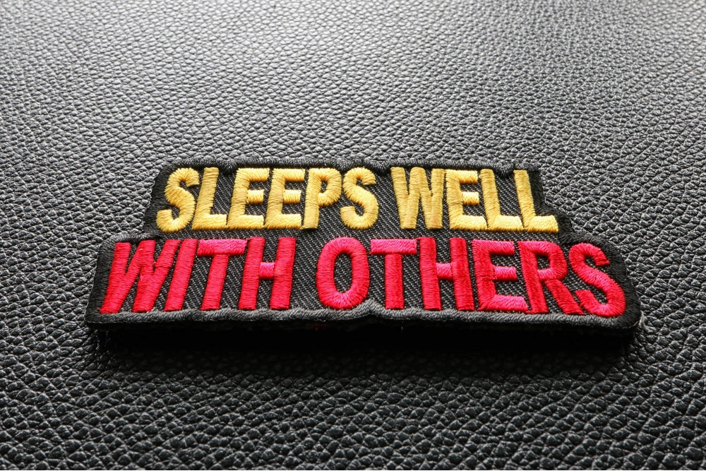 Sleeps Well With Others Patch – Embroidered Iron-On Patch ( 3 x 2 inches )