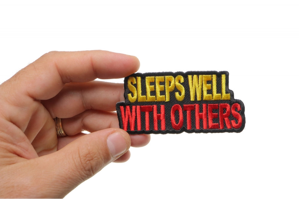 Sleeps Well With Others Patch – Embroidered Iron-On Patch ( 3 x 2 inches )