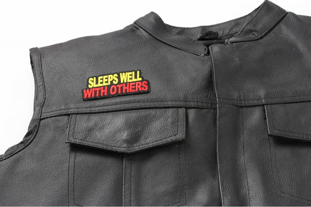 Sleeps Well With Others Patch – Embroidered Iron-On Patch ( 3 x 2 inches )