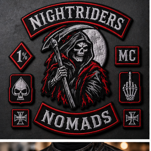 Nightriders Nomads MC Embroidered Patch Set