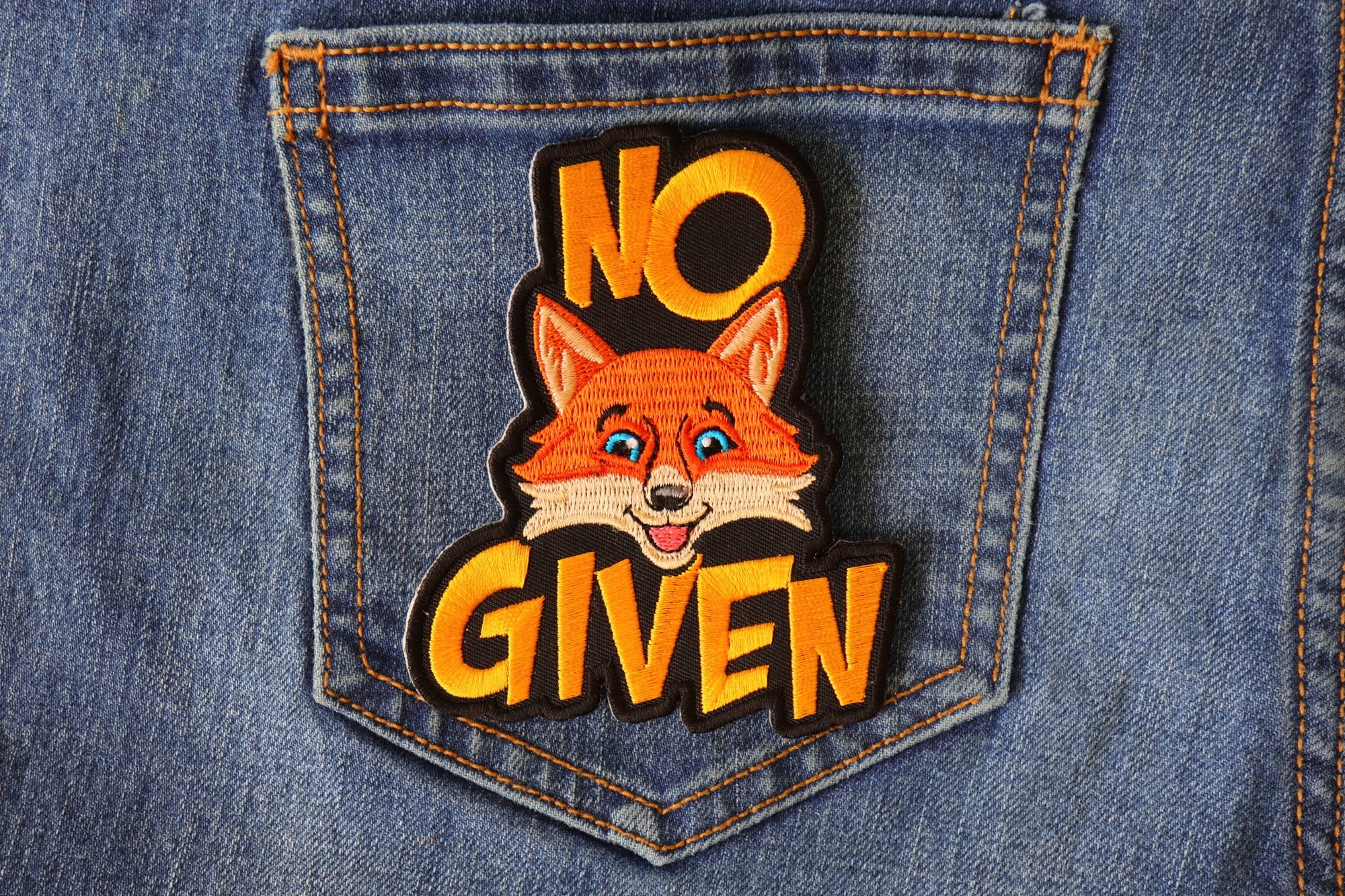 Funny No Fox Given Patch – Cheeky Humor with Adorable Embroidery patch ( 4.5 x 4 inches )
