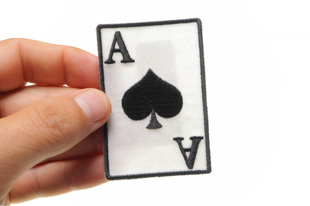 Ace of Spades Embroidered Patch shown for scale