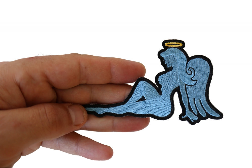 Blue Angel Girl Iron-On Novelty Patch – Embroidered Patch ( 4x3 inches )