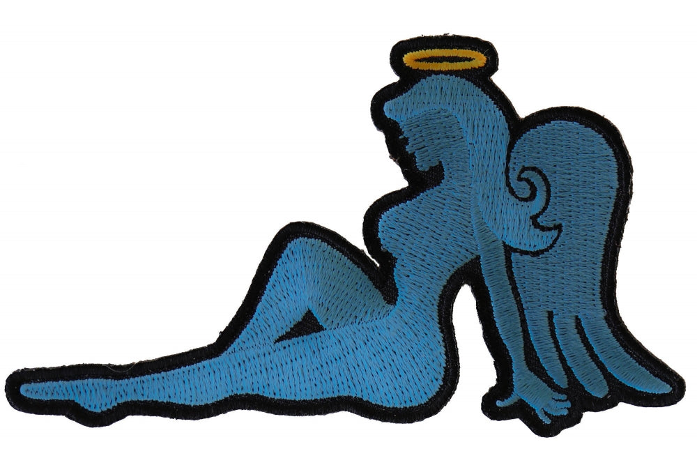 Blue Angel Girl Iron-On Novelty Patch – Embroidered Patch ( 4x3 inches )