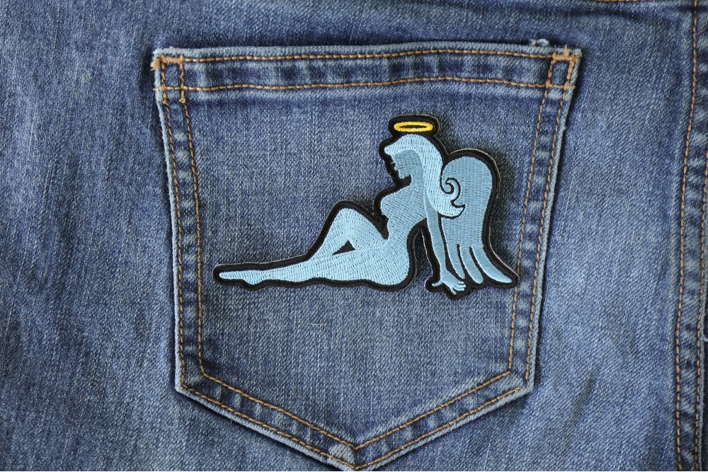 Blue Angel Girl Iron-On Novelty Patch – Embroidered Patch ( 4x3 inches )