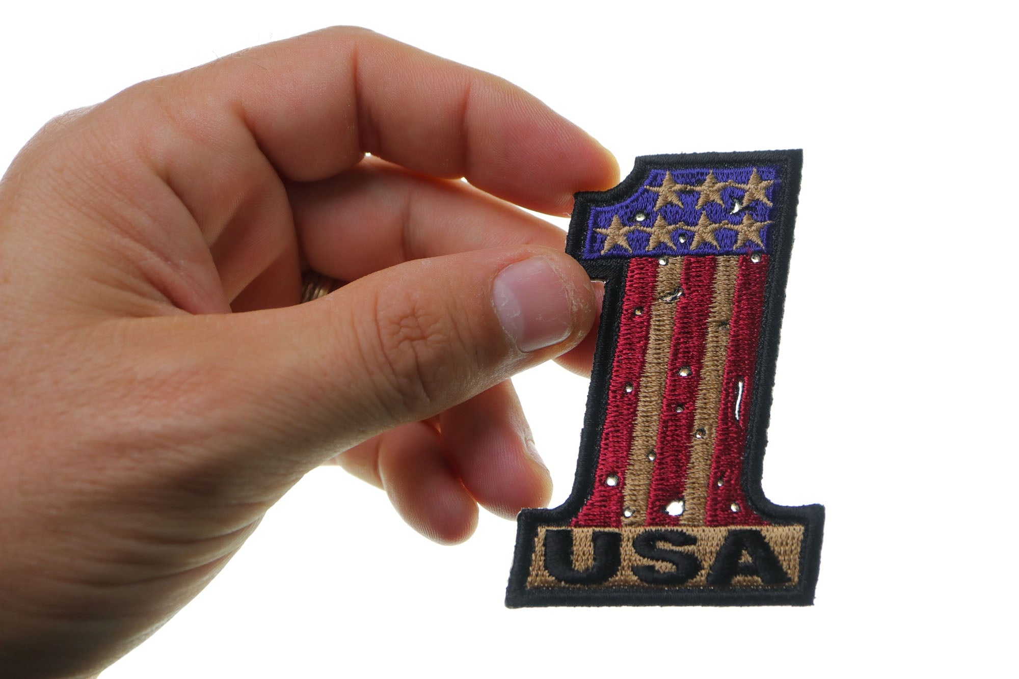 Number 1 USA Vintage Flag and Stars Patch ( 3 x 3 inches )