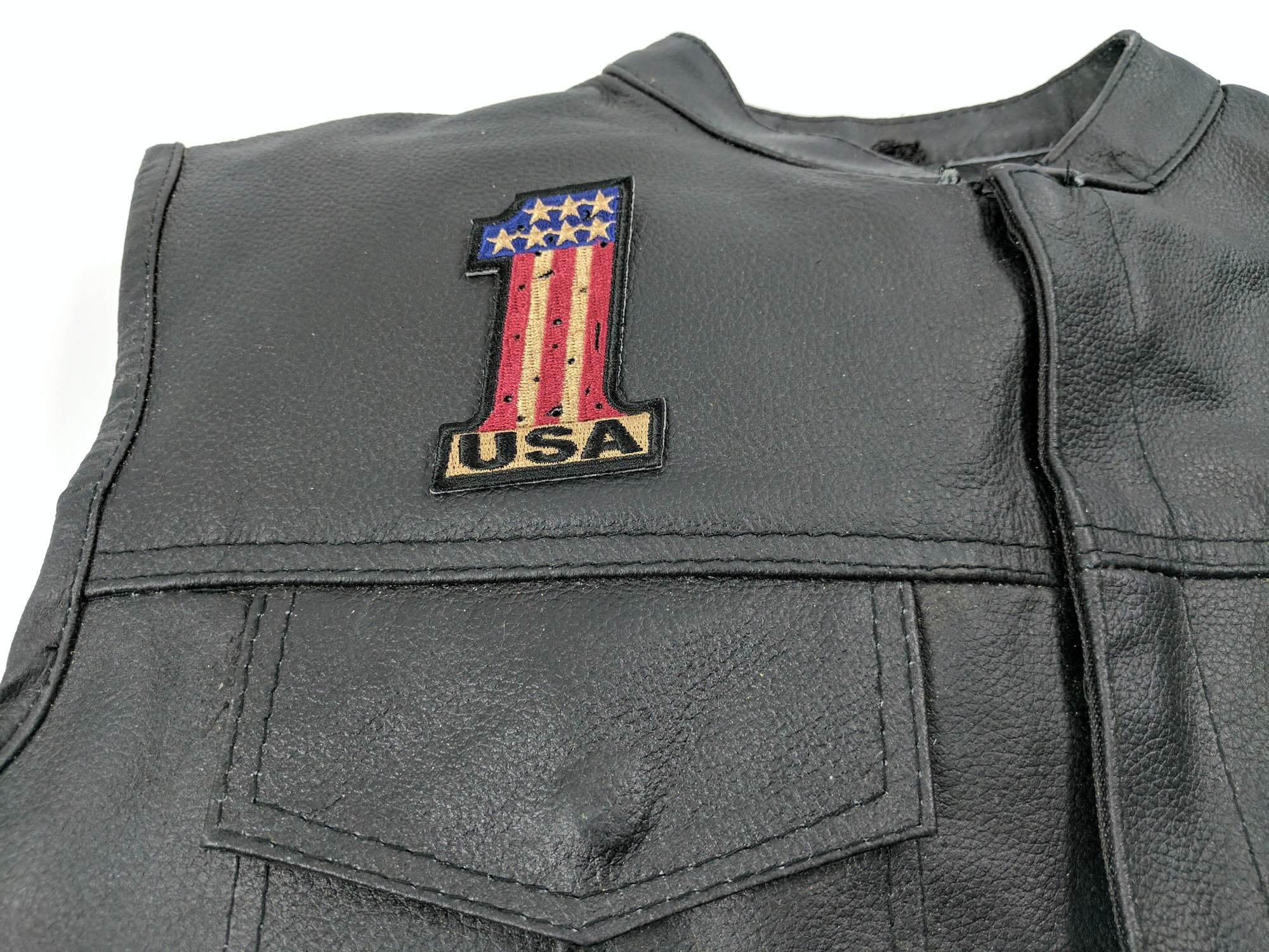 Number 1 USA Vintage Flag and Stars Patch ( 3 x 3 inches )