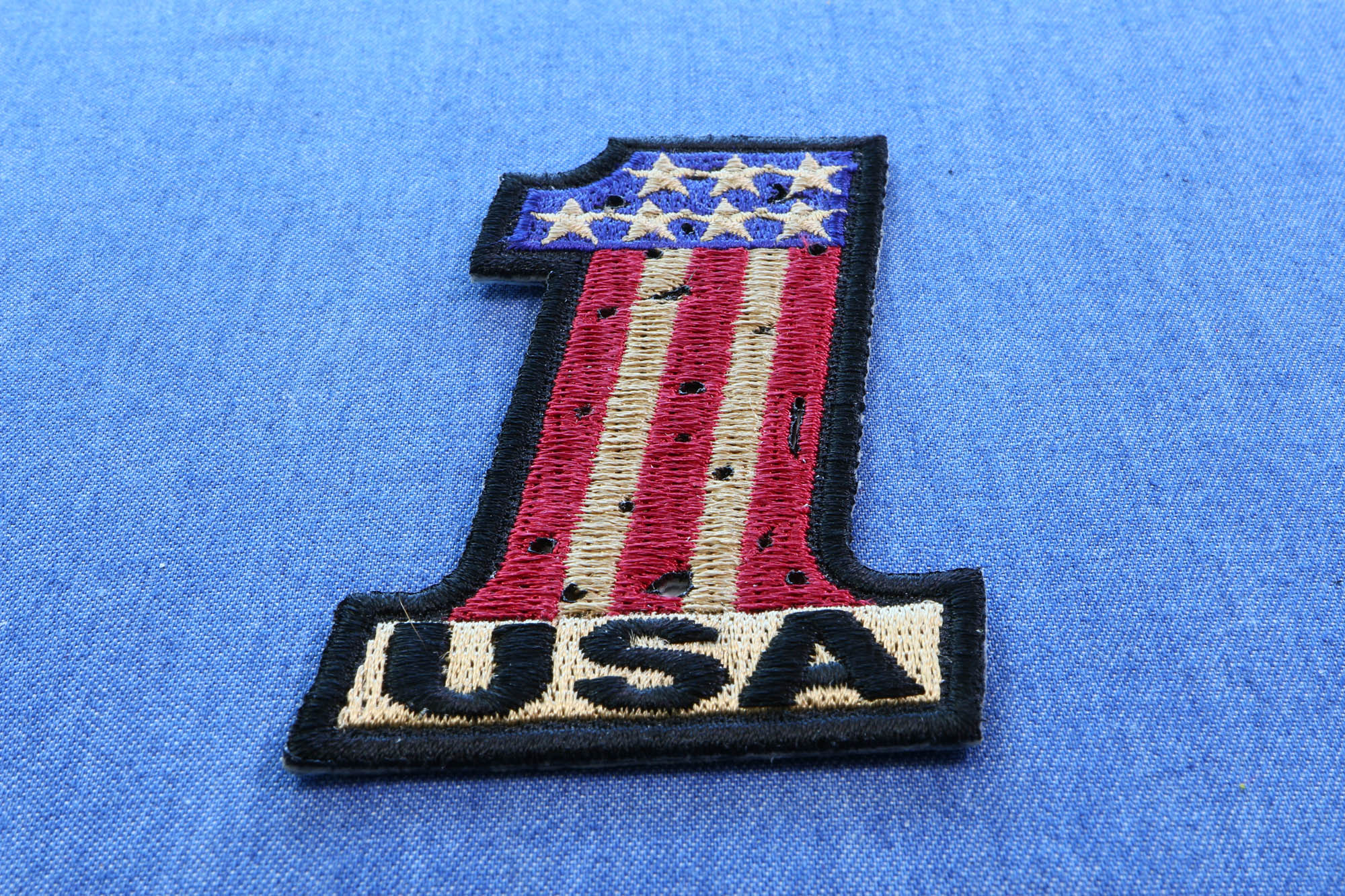 Number 1 USA Vintage Flag and Stars Patch ( 3 x 3 inches )