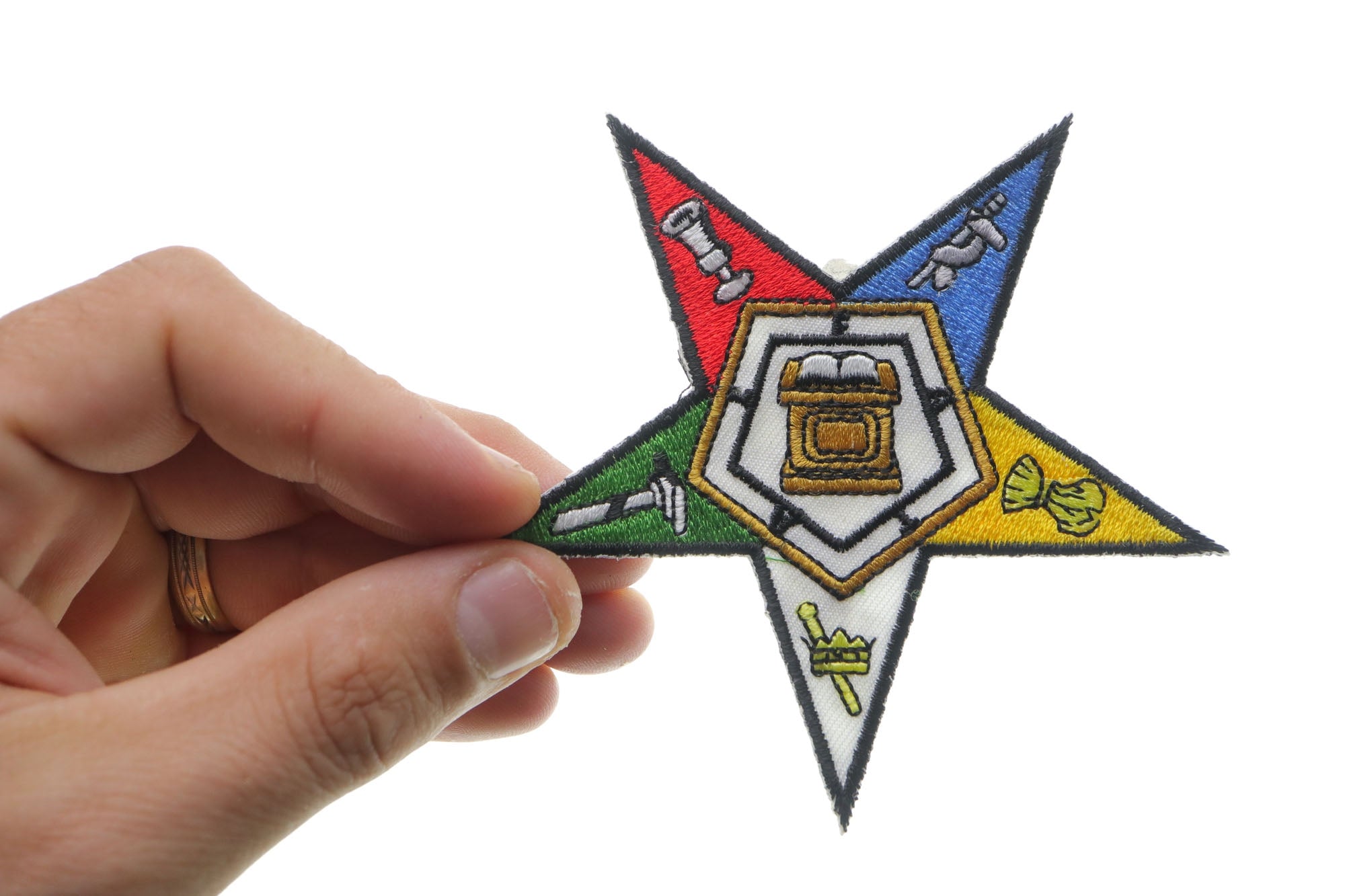 Eastern Star Mason Patriotic Iron-On Patch ( 4 x 4 inches )