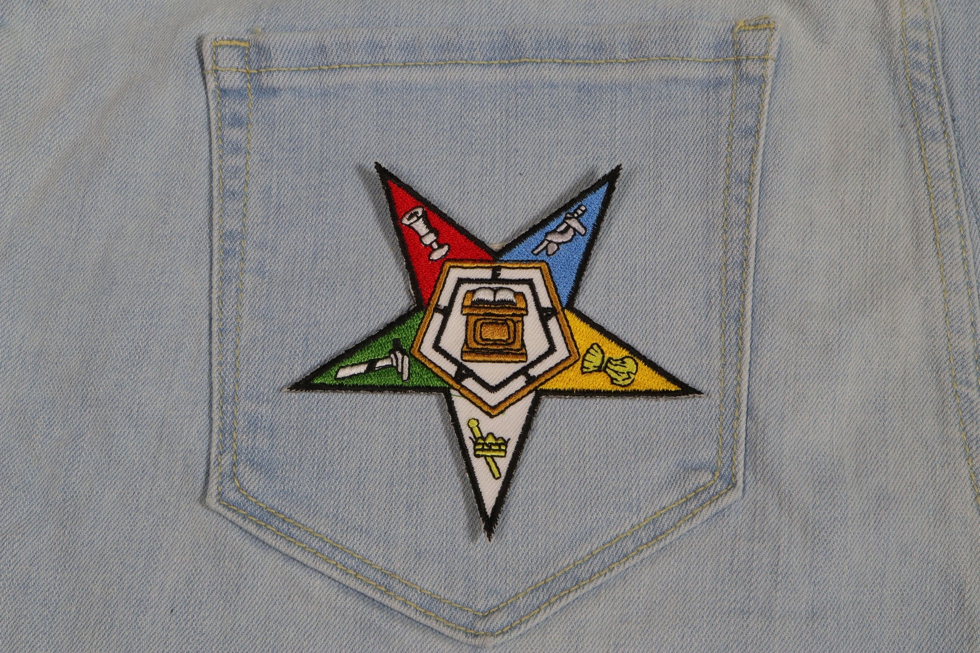 Eastern Star Mason Patriotic Iron-On Patch ( 4 x 4 inches )