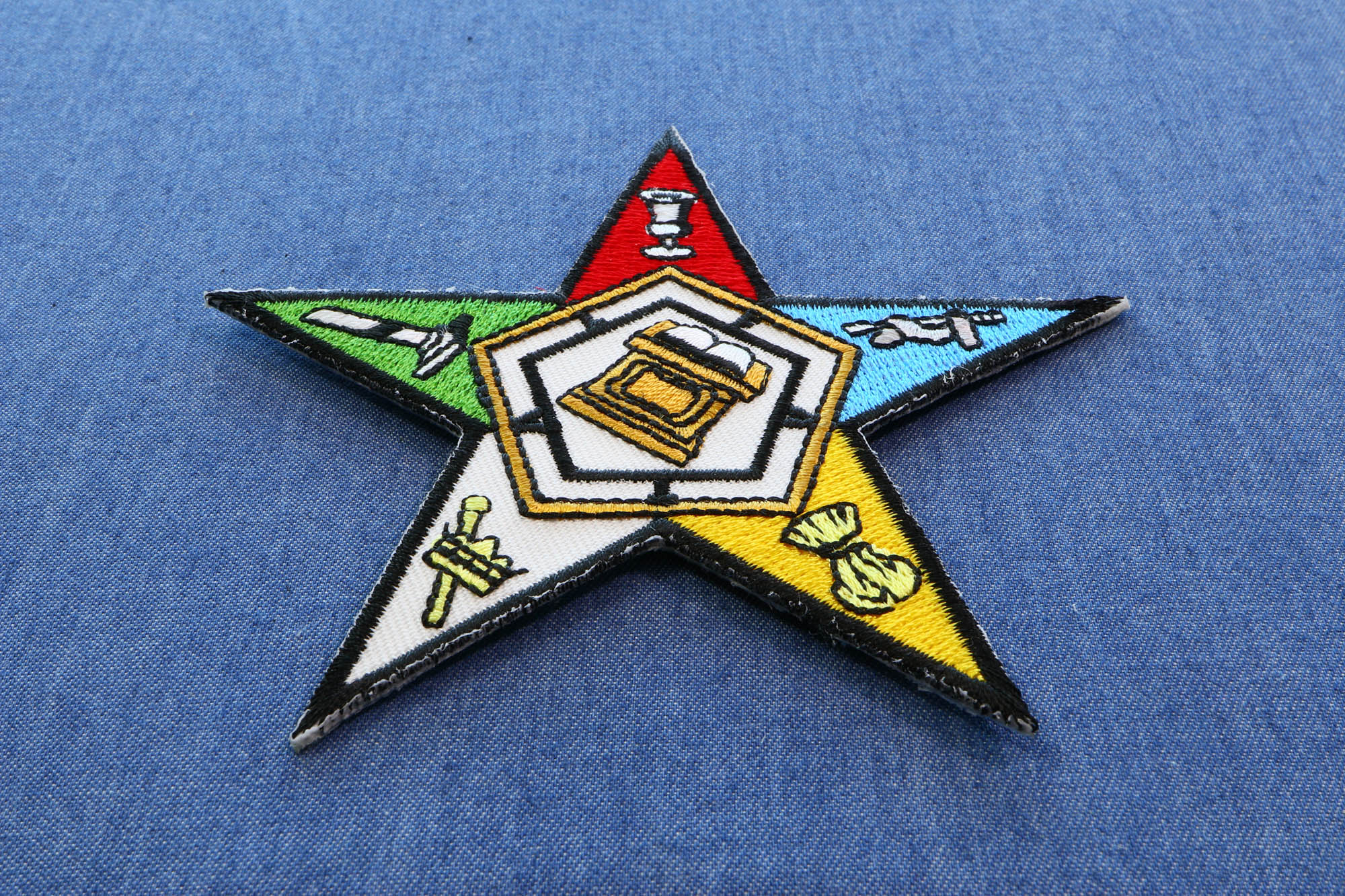 Eastern Star Mason Patriotic Iron-On Patch ( 4 x 4 inches )