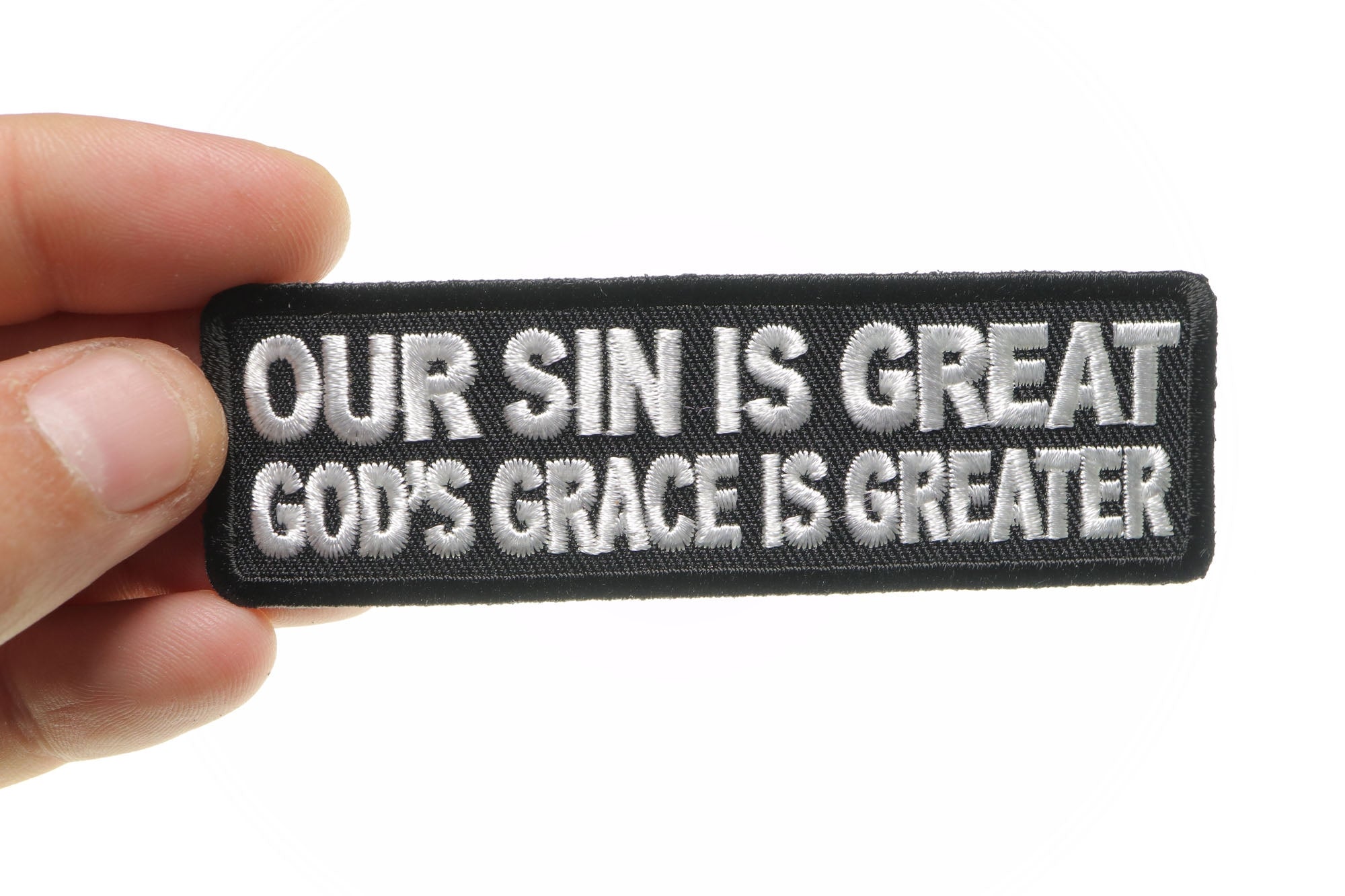 Our Sin Is Great, God's Grace Is Greater Christian Patch - A Powerful Message ( 3 x 2 inches )