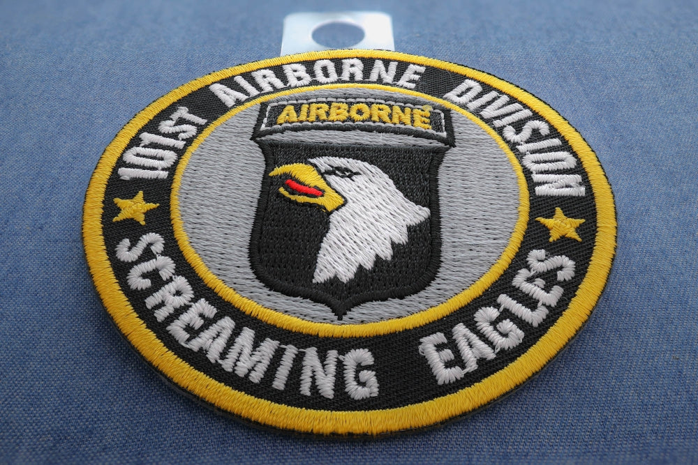 101st Airborne Screaming Eagles Embroidered Patch reverse and construction view