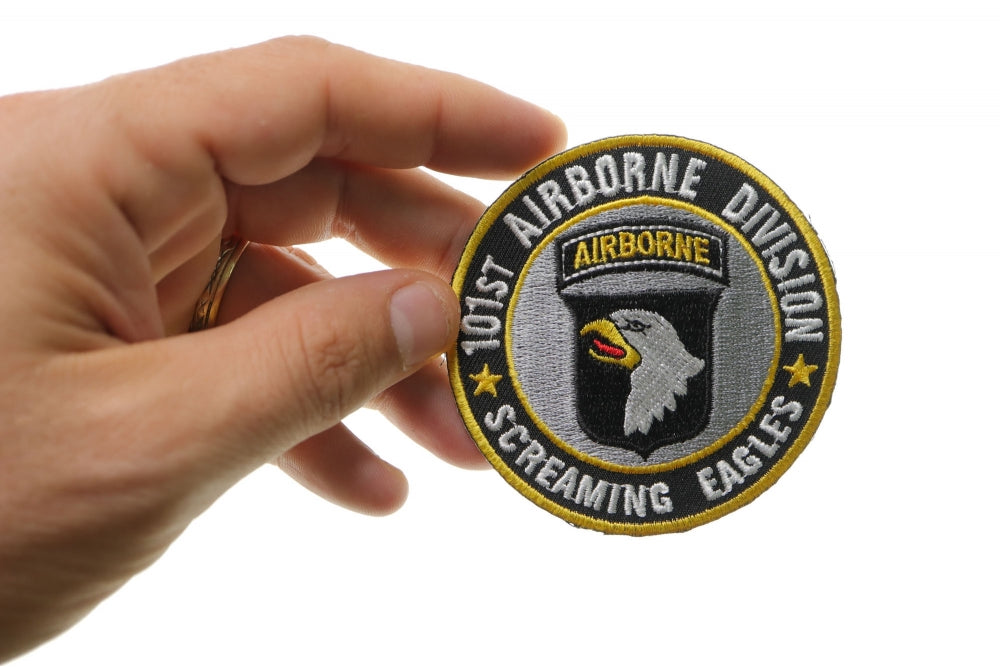 101st Airborne Screaming Eagles Embroidered Patch shown for scale