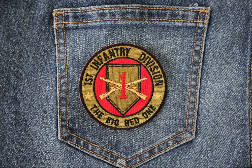 1st Infantry Division Big Red One Embroidered Patch stitching detail