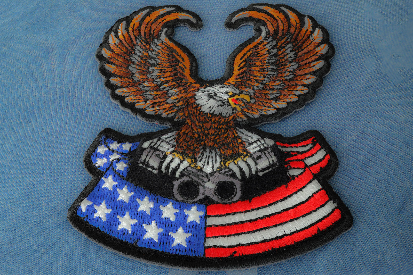 Brown Eagle Embroidered Patch reverse and construction view