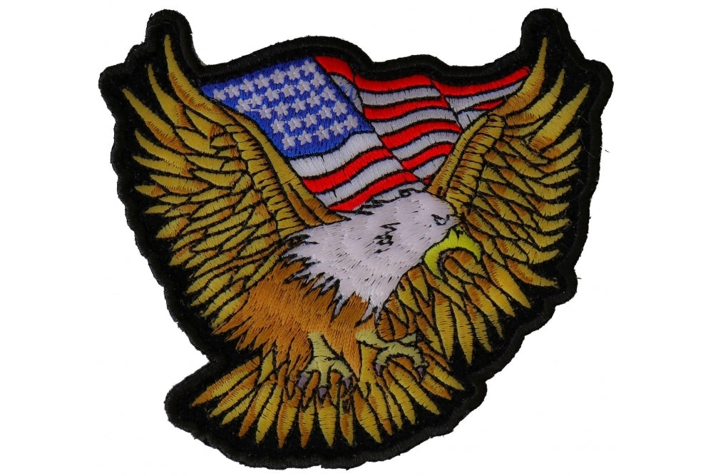 Gold Eagle American Flag Embroidered Patch additional product view