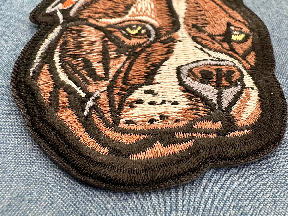 Pitbull Dog Embroidered Patch reverse and construction view