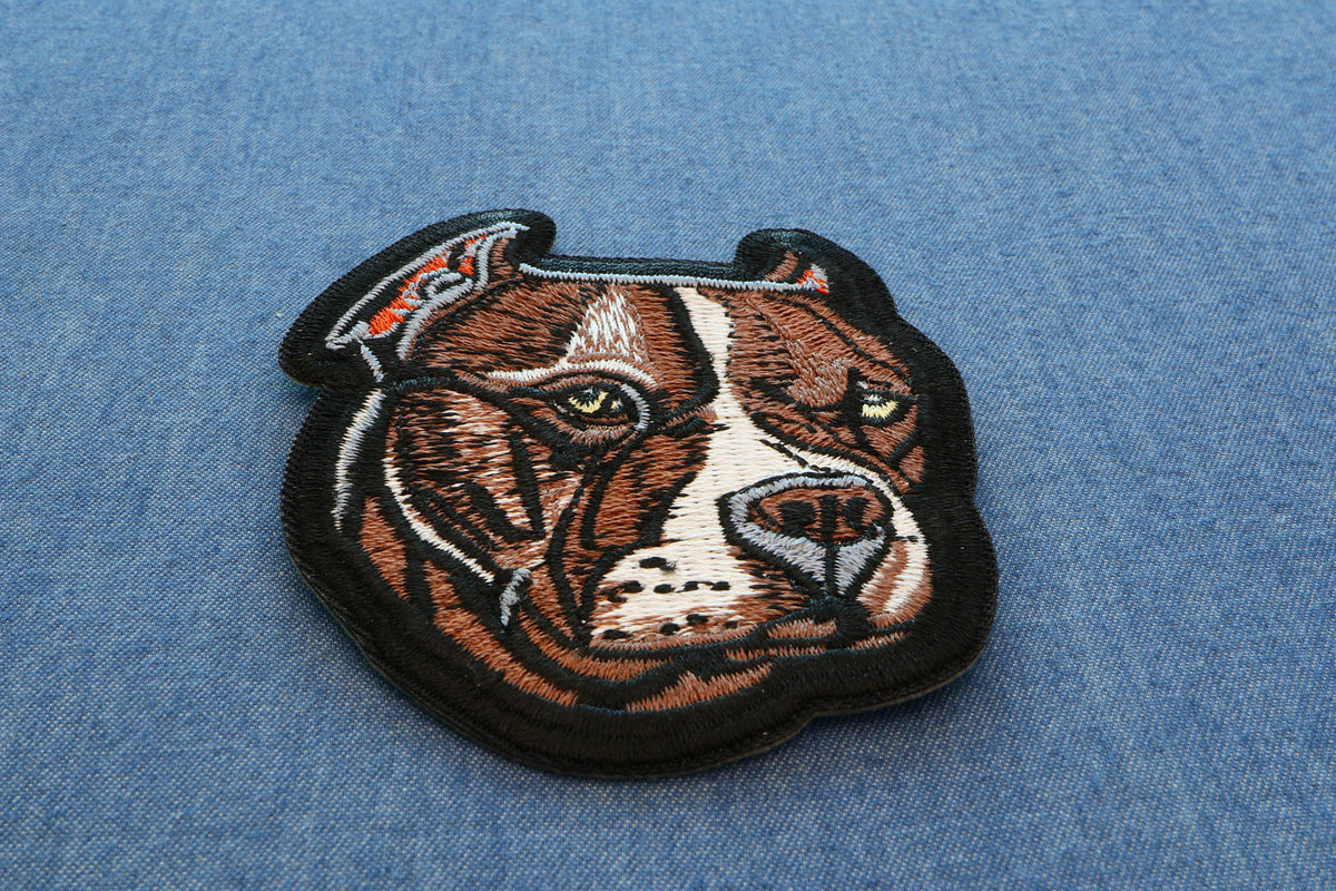 Pitbull Dog Embroidered Patch apparel application view