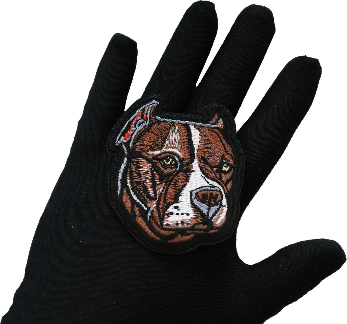 Pitbull Dog Embroidered Patch stitching detail