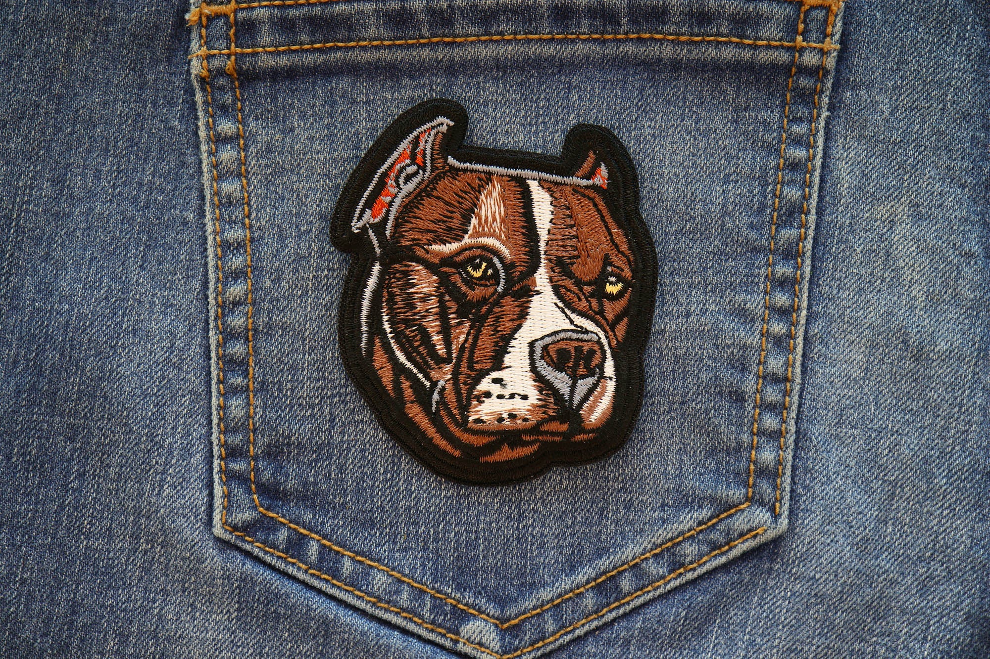 PitBull Dog Iron-On Patch – Bold and Stylish Embroidery patch ( 3 x 3 inches )