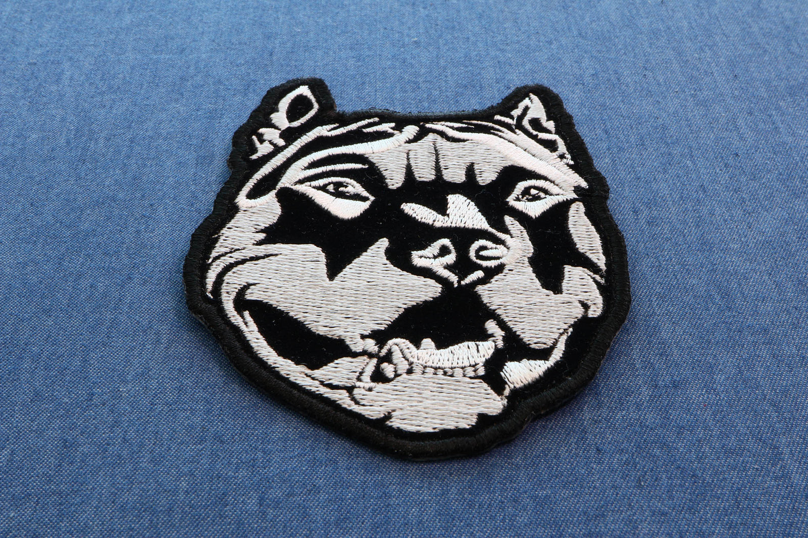 Detailed Pitbull Embroidered Patch stitching detail