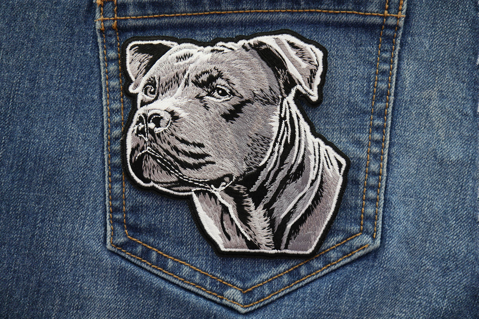 Fierce Pitbull Embroidered Patch stitching detail
