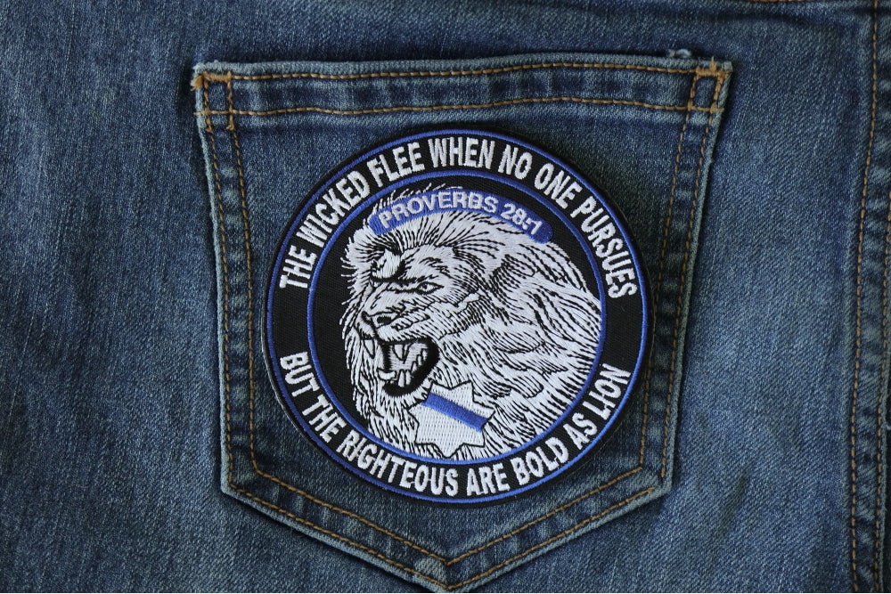 Police Patches - The Righteous Are Bold as Lions Patch for Law Officers ( 4x4 inches )