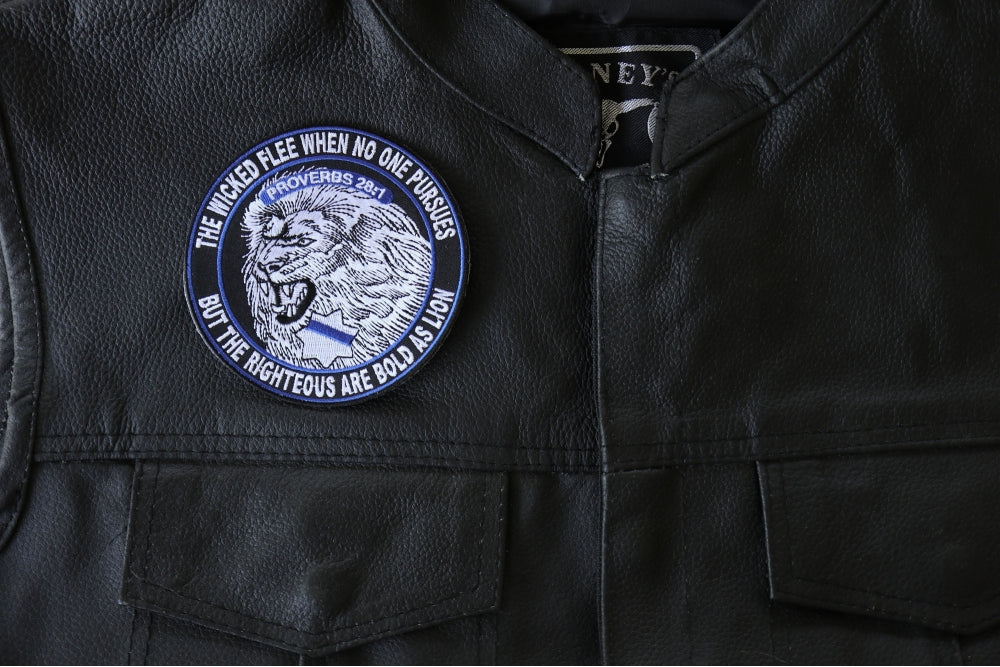 Righteous Lion Police Embroidered Patch stitching detail