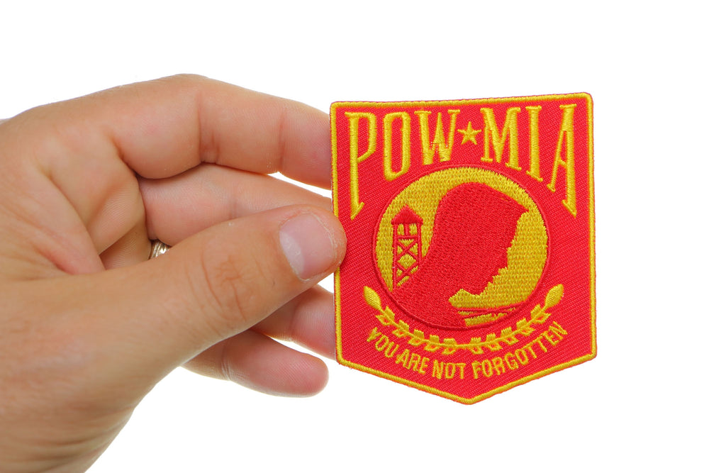POW MIA Red Yellow Embroidered Patch