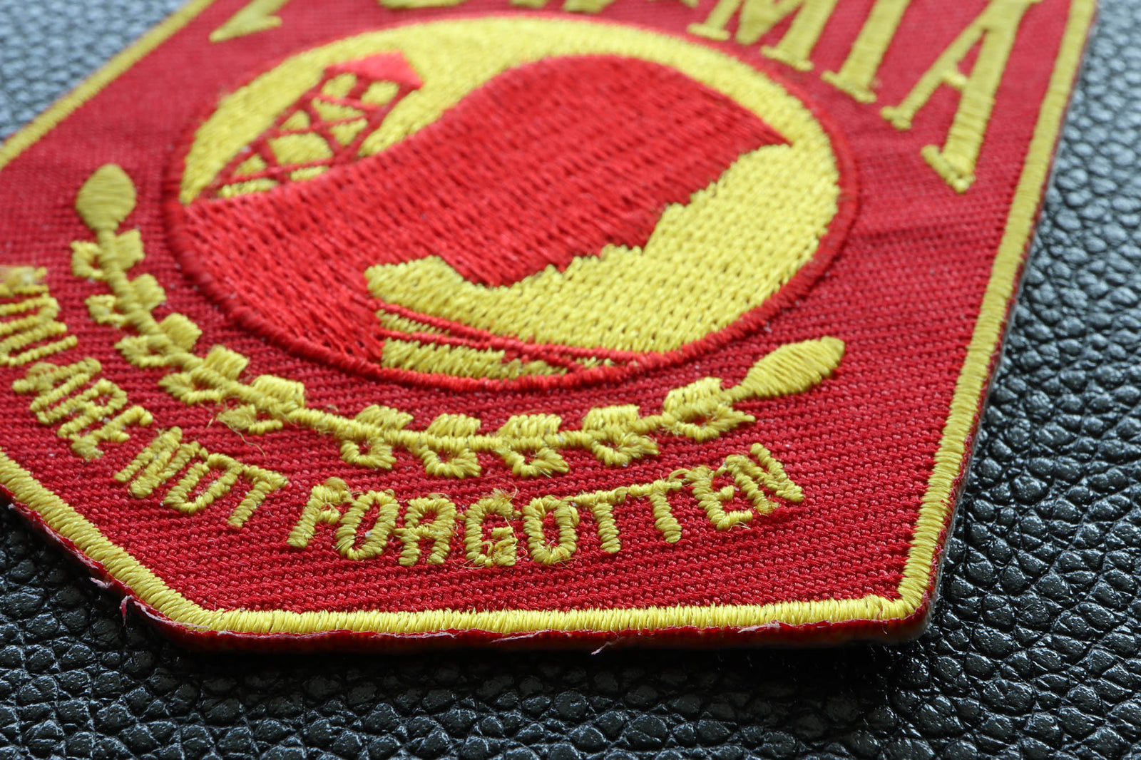 POW MIA Red Yellow Embroidered Patch stitching detail