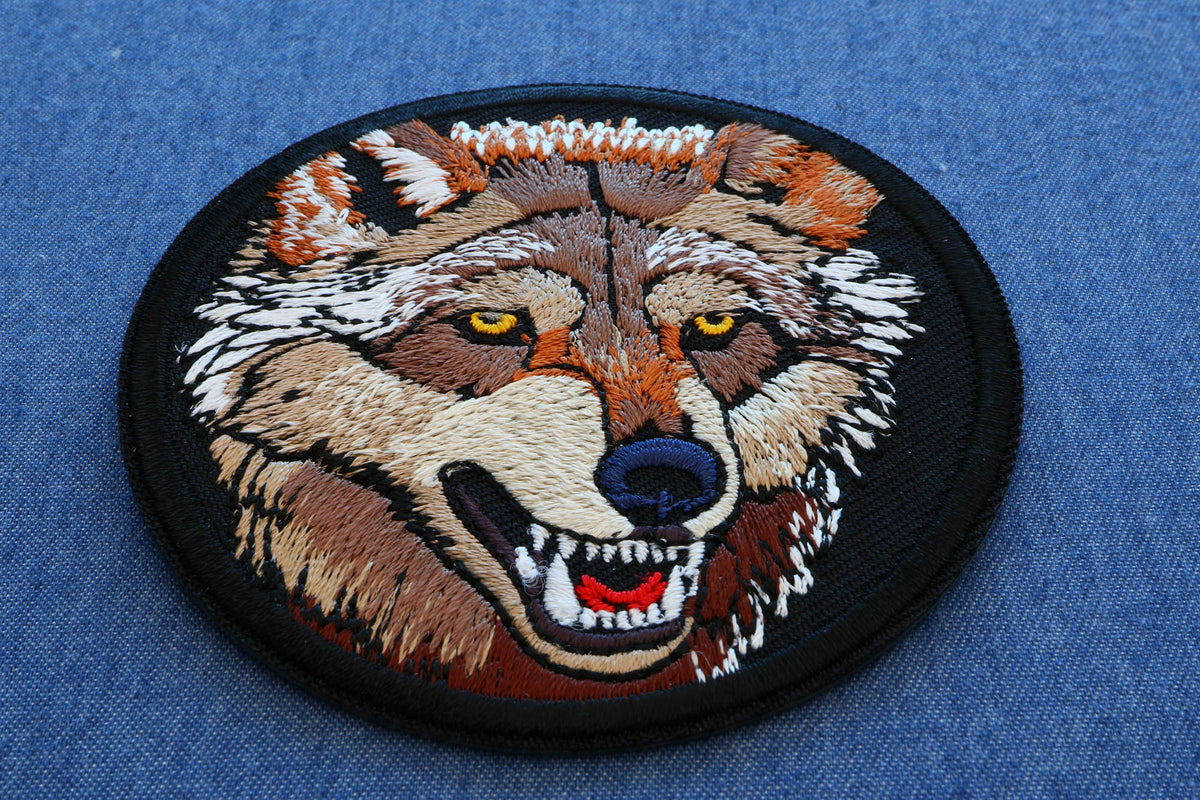Pretty Wolf Embroidered Patch reverse and construction view