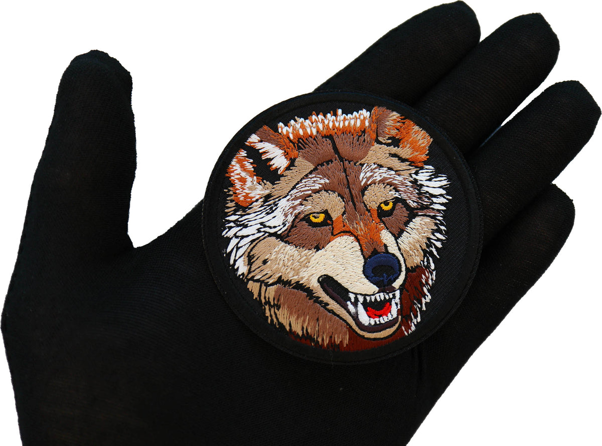 Pretty Wolf Embroidered Patch shown for scale