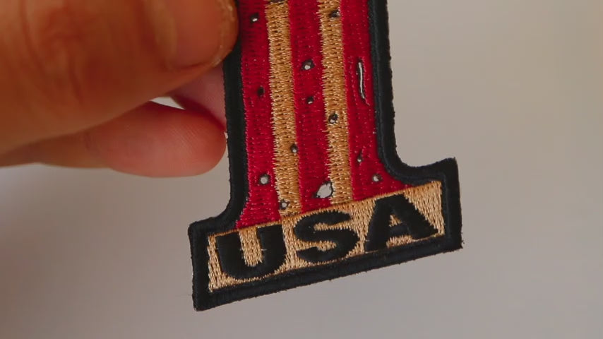 Number 1 USA Vintage Flag Embroidered Patch product video
