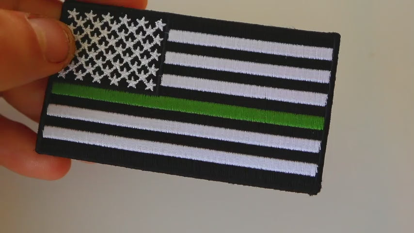 Subdued Green Stripe American Flag Embroidered Patch product video