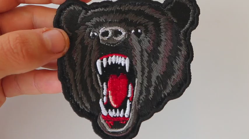 Small Black Bear Embroidered Patch product video