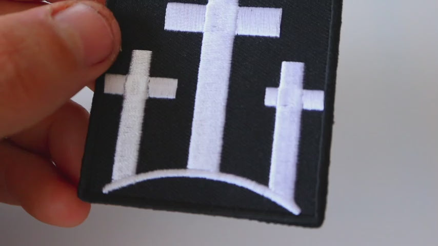 Three Crosses Christian Embroidered Patch product video
