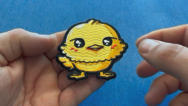 Product video showing the Baby Chick embroidered patch